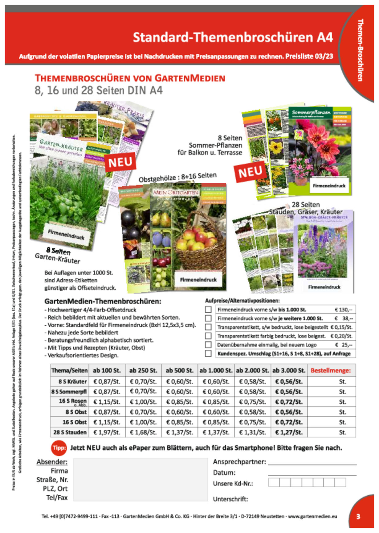 Preisliste Standard-Pflanzenbroschüren 2023/03