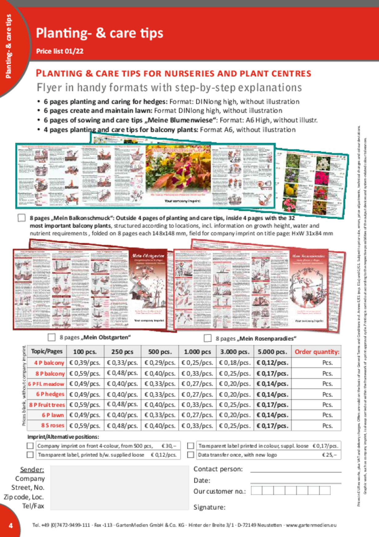 Price list planting and care tips Flyer 2022/01